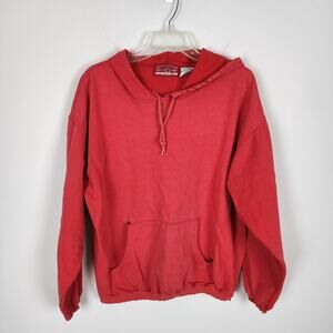 Marlboro Store Pullover Hoodie Size L Red Pockets Holes Distressing Vintage 90s